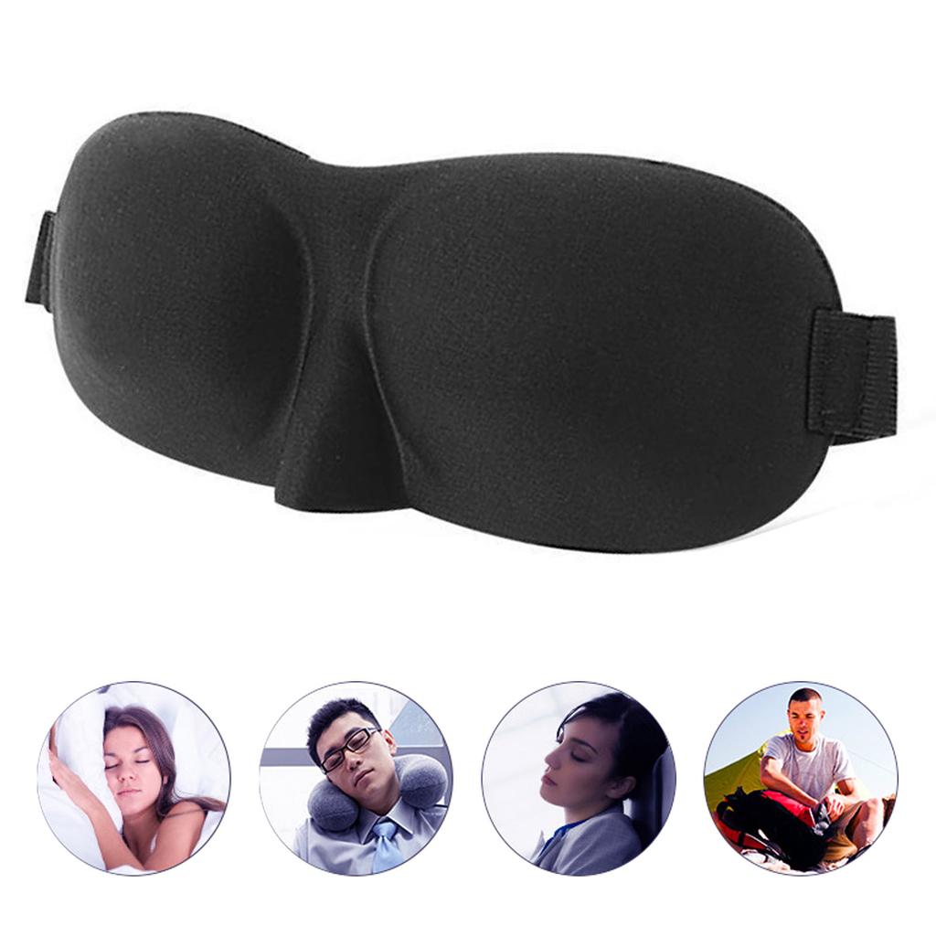 Augenabdeckung Lichtblockierend Atmungsaktiv Verstellbar Weich 3D Schlaf-Augenpolster für Männer Frauen Schwarz