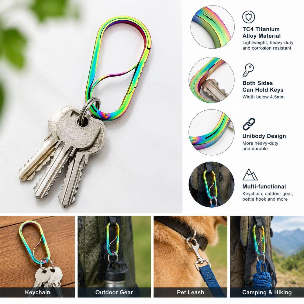 Quick Release Buckle Titanium Key Carabiner Titanium Material Key Clip  for Outdoor Use