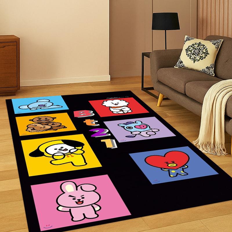 Fashion B-BTS Kpop Soft Area Rug for Bedroom Living Room Sofa,Non-Slip Carpet for Kids,Cozy Floor Mat Doormat Home Decor