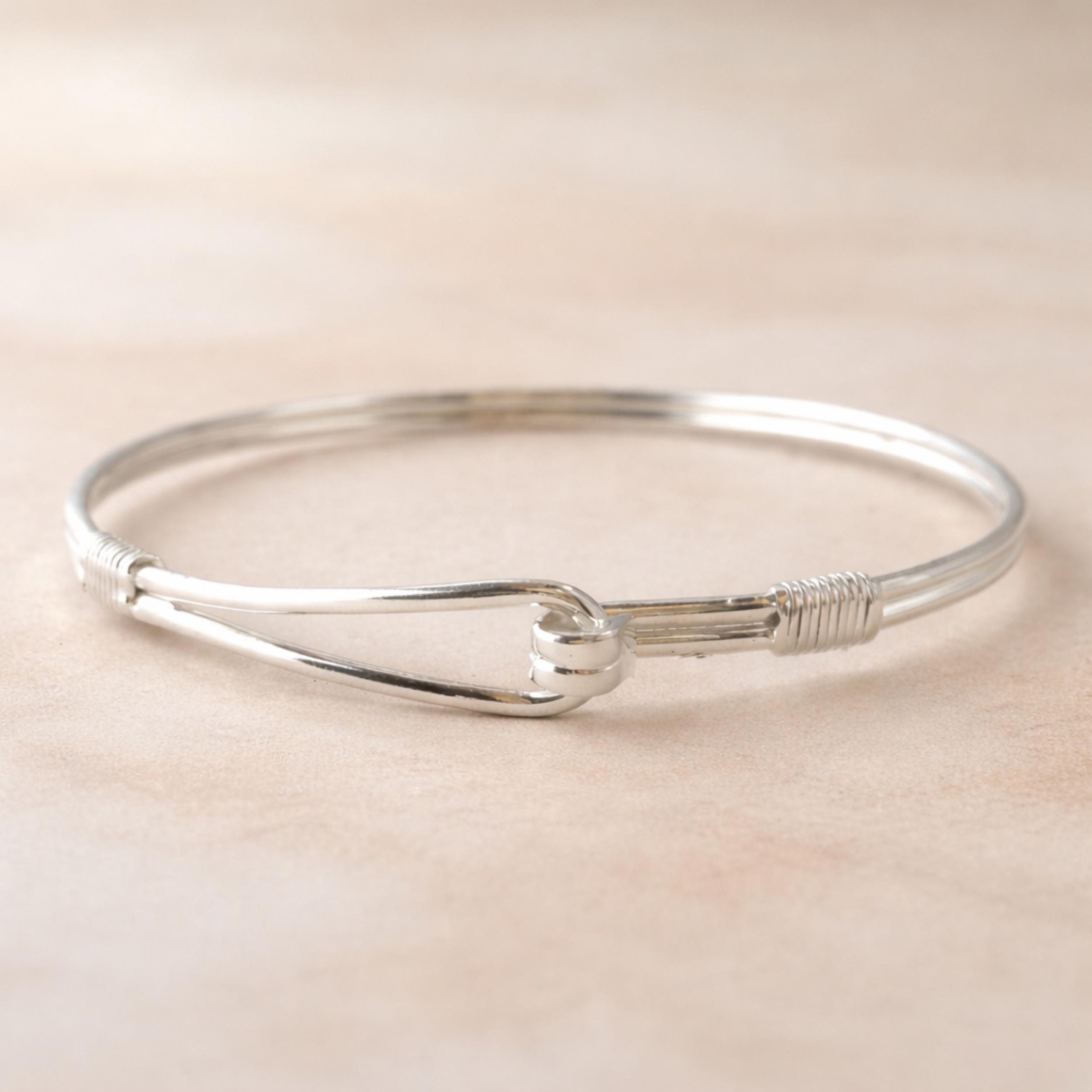Браслет-крючок из стерлингового серебра 925 пробы – Минималистичный открытый браслет – Современный регулируемый браслет для женщин Adjustable серебряный