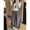 Kumikumi Design Puppy Print Long Sleeves Shirt Women Autumn Loose Slimming Casual Pants Trousers Two-piece Set