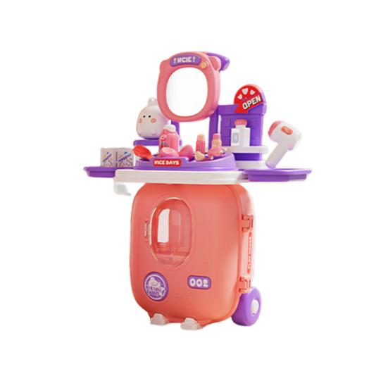 

Детский чемодан для ролевых игр 3-в-1 Набор для игры с мини-кухней, доктором и косметикой Портативный чемодан-тележка для девочек и мальчиков 3-6 лет B