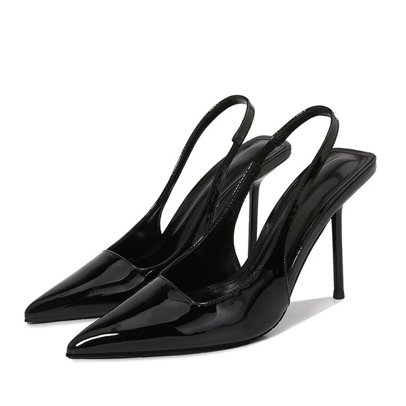 Spring Elegant Pointed Toe Women Pumps Thin Heels Hollow Out Mules Party Shoes Dress Sandals Mujer
