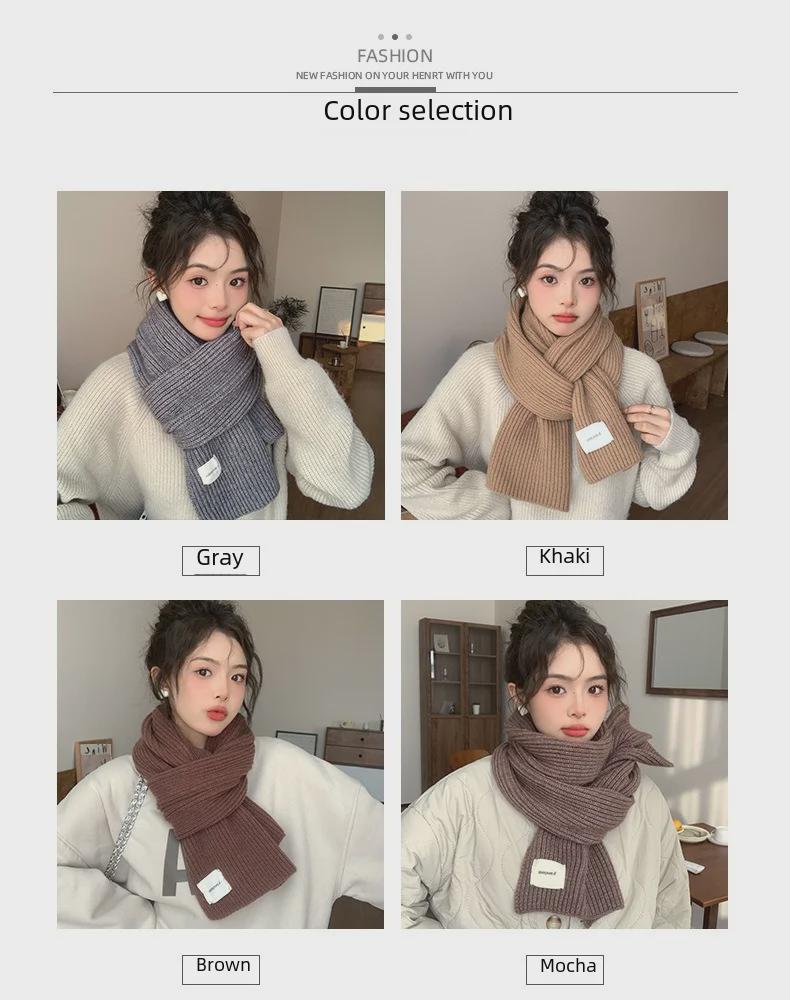 Cachecol de lã espessada vermelha de inverno para mulheres - versão coreana 2023