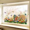 Autocollant de Fenêtre Fleurs Sauvages Fleurs Colorées Papillon Adhésif Statique, Autocollant en PVC Imperméable pour Vitre Statique, Autocollant Amovible sans Adhésif pour Maison Chambre à Coucher