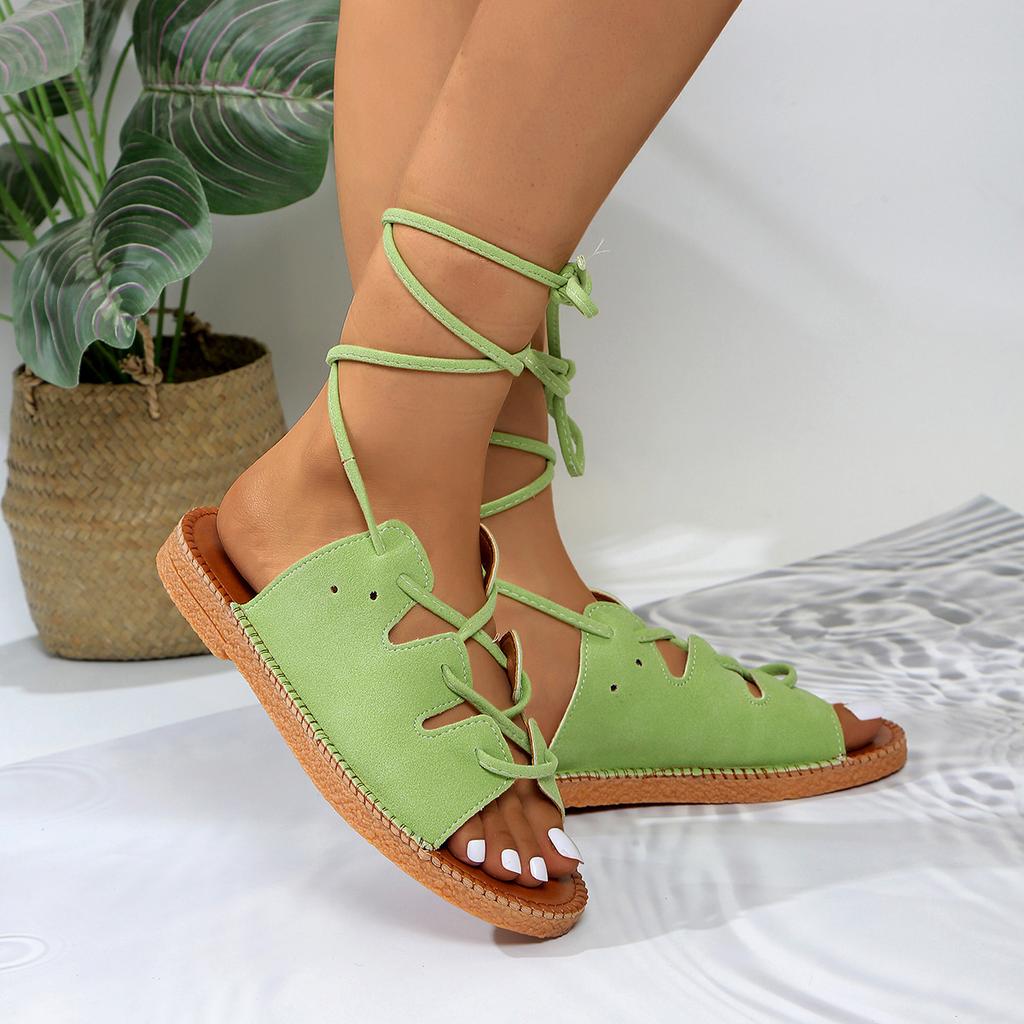 Fashion The 2025 Summer New Round Toe Ring Strappy Sandals Are Comfortable To Wear On the Outside and Are Large-sized Thick-soled Sandal