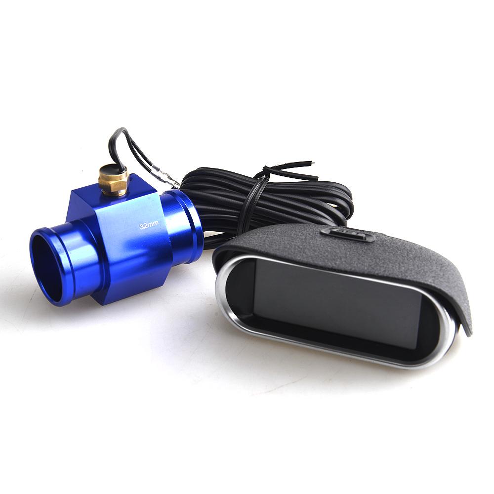 Auto LCD Water Temperature Voltmeter Gauge 2 in 1 With Joint Pipe Adapter 1/8NPT OD 26MM-40MM