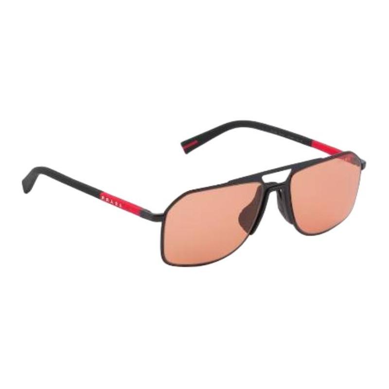 Prada Temple Brand Logo Design Metal Aviator Style Sunglasses Men's Black