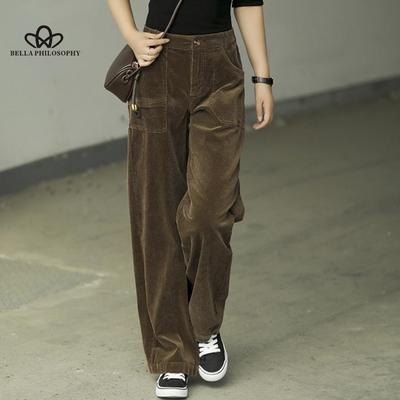 Corduroy Wide-leg Pants Women's New Winter High-waisted And Thin Wild Loose Drape Straight Long Pants
