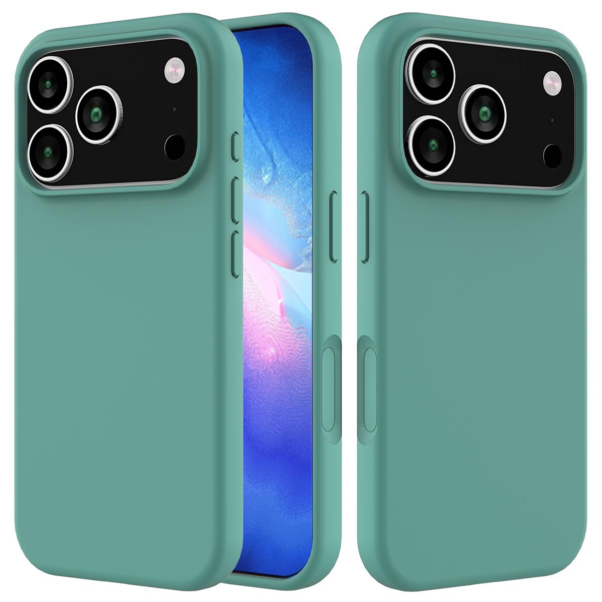 

For iPhone 17 Pro Case Drop Proof Liquid Silicone Soft Lining Back Phone Cover Dark Green