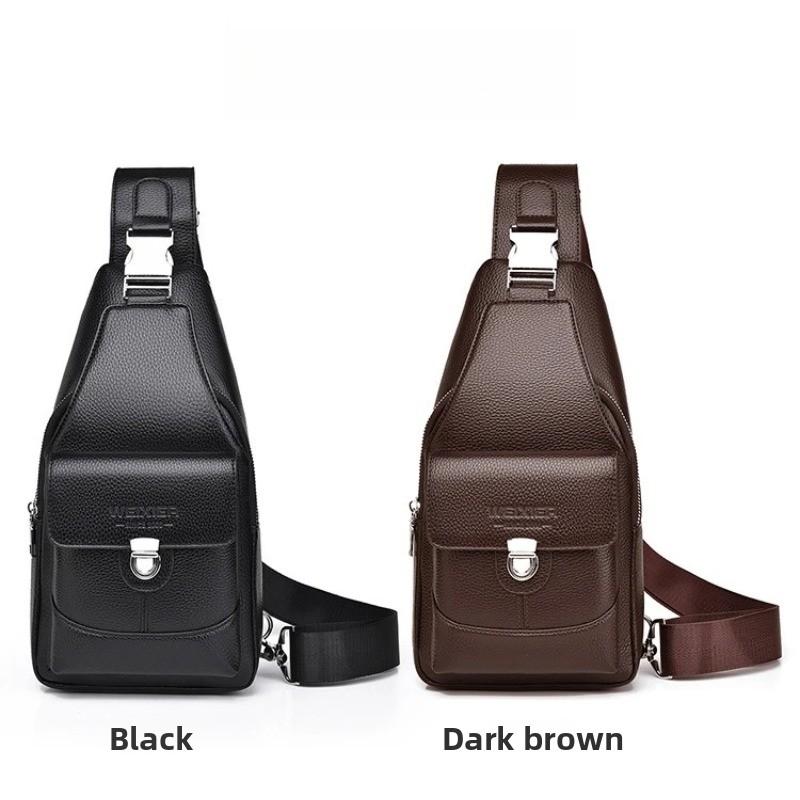 Large Capacity Men's Crossbody Bag  PU Leather Sling Pouch, Chest Bag,for Phone, Wallet & Keys, Outdoor & Daily Commute