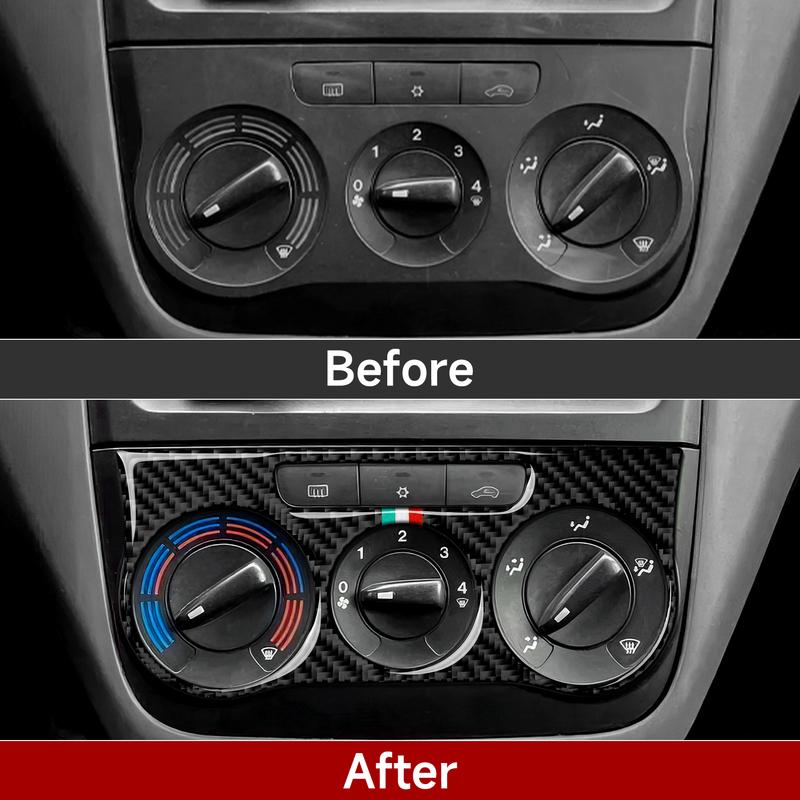Car Center Console Climate Adjust Panel. Carbon Fiber Interior Sticker. For Fiat Abarth Grande Punto 199 (2005-2010) Accessories