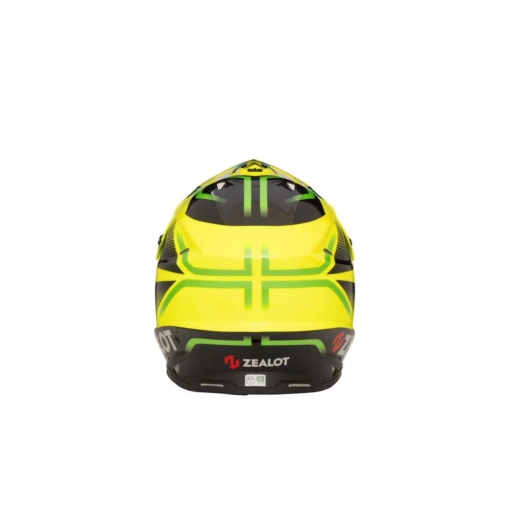 ZEALOT Mud Jumper II Flow Off-Road Helmet, Off-Road Graphics, Yellow/Black/Green, XL, 61-62cm, MJ0014/XL