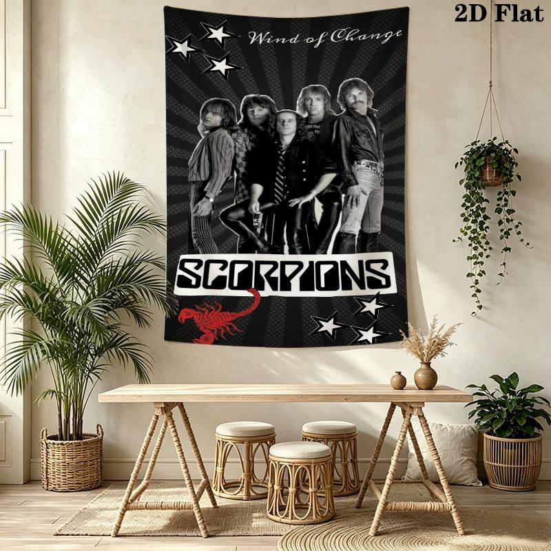 Scorpions Band Wall Tapestry Aesthetic Wall Hanging Printed Fabric Blanket Decorative Tapestries for Bedroom Living Room Home Decor