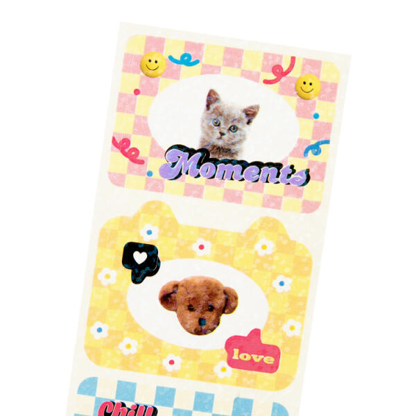 Bullet Journaling Checkered Pattern Kitty Cat Seal Stickers