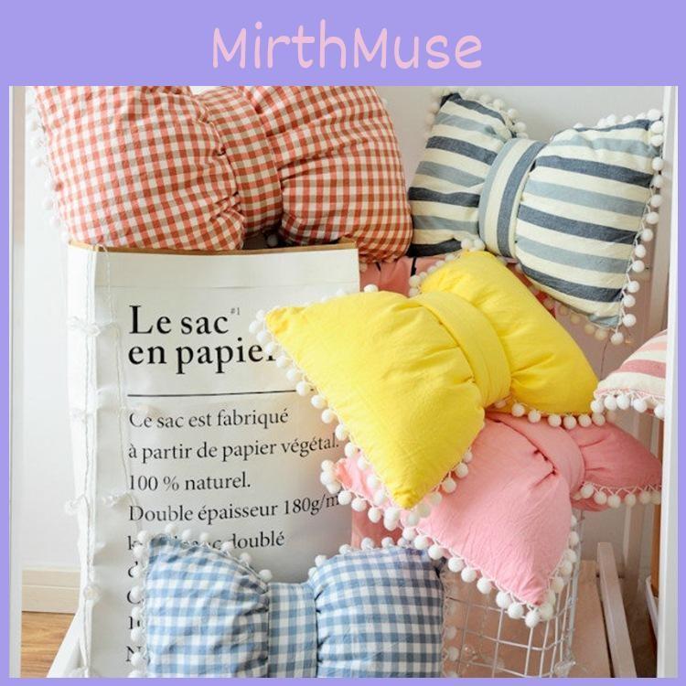 Pillow Striped Bow Cotton Girl Heart Floating Window Simple Home Decoration