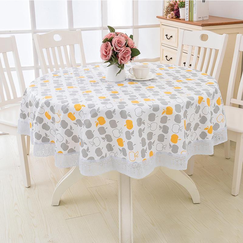 Pastoral Style Floral Pattern Pvc Round Table Cloth Oil-Proof Waterproof Plastic Tablecloth Home Dining Table Cover