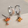 3PCS Fashion Sparkling Orange Zircon Drop Earrings Set for Women 18K Gold Plated Geometric Square Piercing Earring Party Jewelry