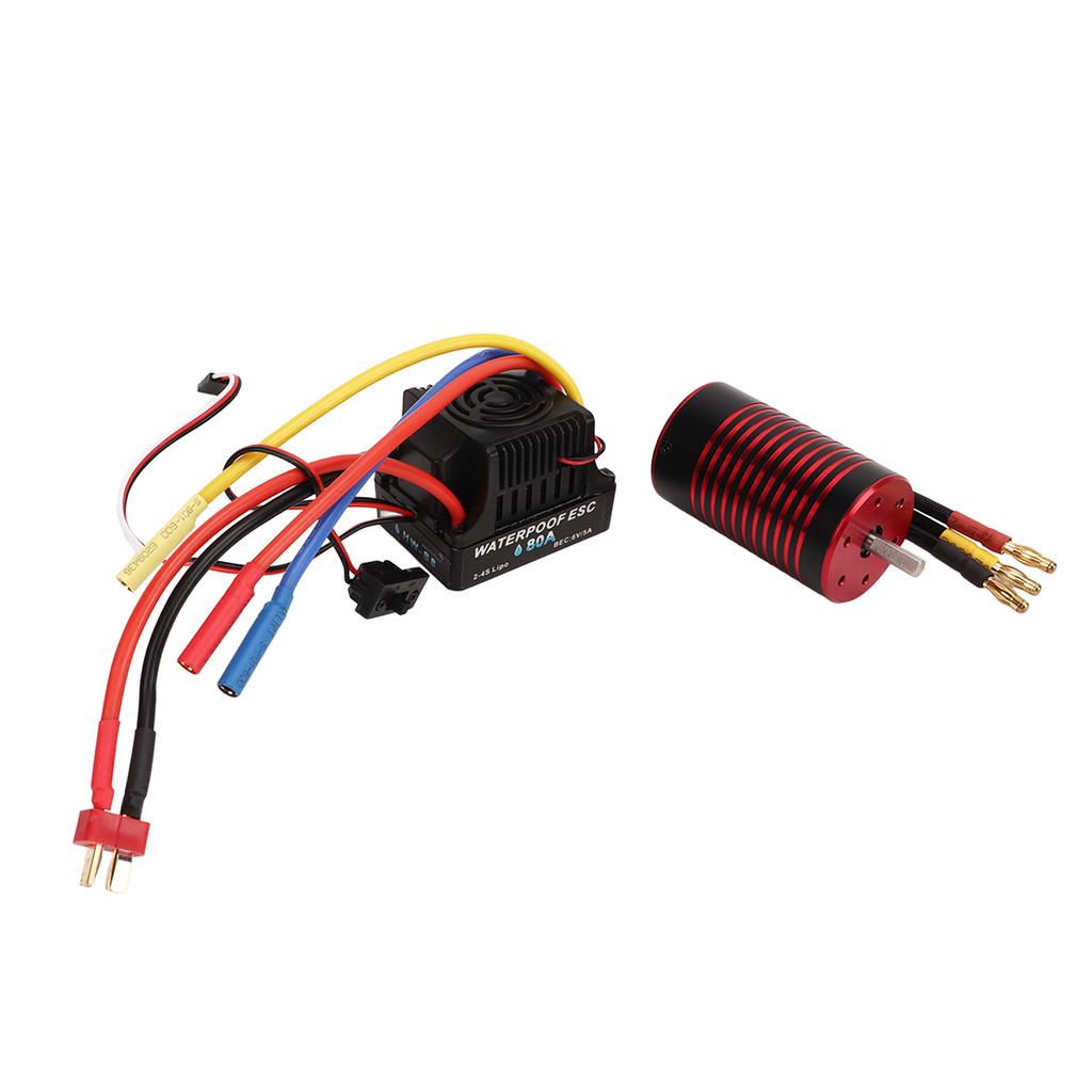 RC 3660 Brushless Motor and 80A Brushless ESC Electric Speed Controller T Male Connector Motor ESC Set for 1 8 RC Car
