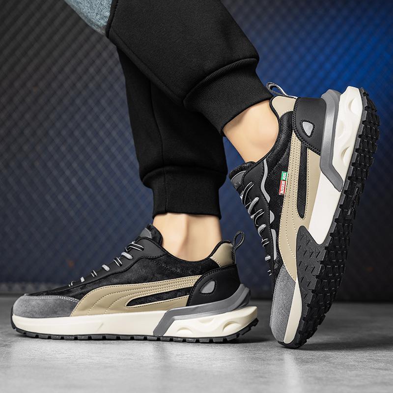 Men's Shoes Trend Versatile High Quality Leather Sports Casual Running Shoes Comfortable Heightening Dad Trendy Shoes