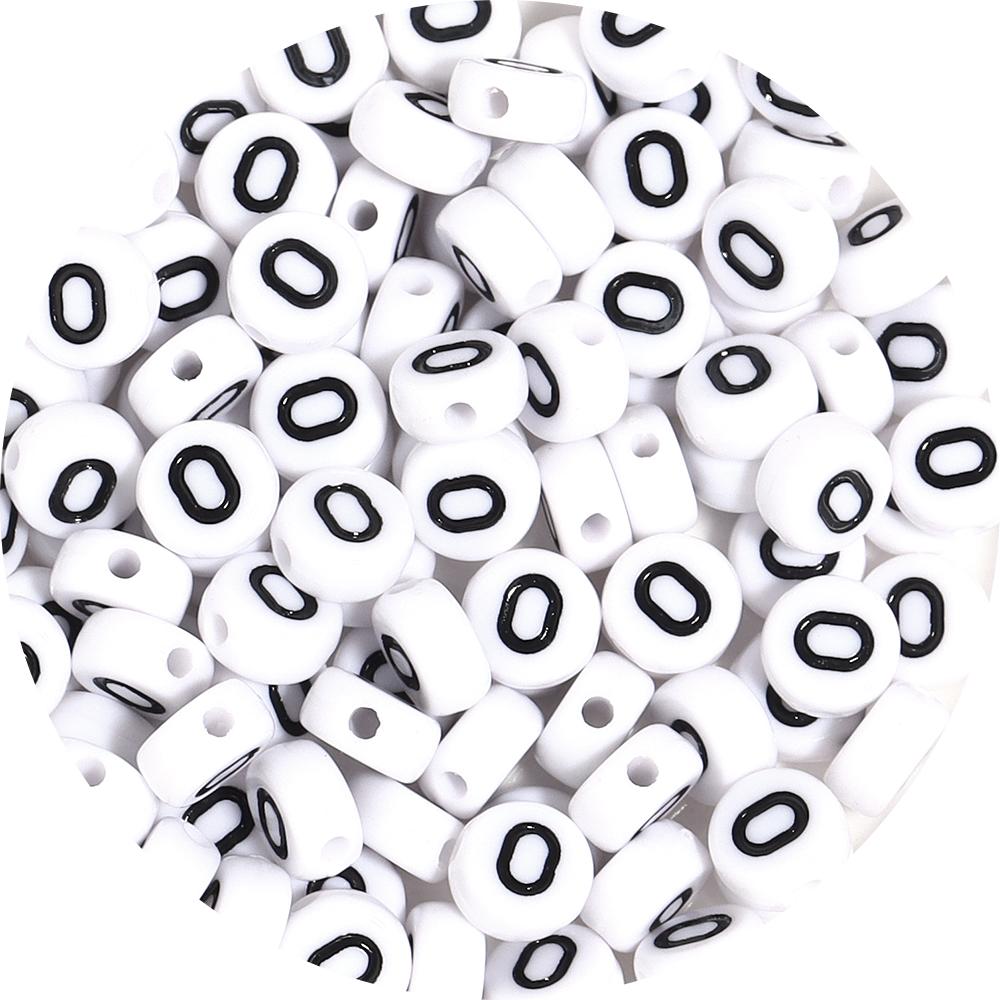 100Pcs 7mm Black White Acrylic Alphabet Beads Flat Round Loose Spacer Letter Beads For DIY Craft Bracelet Supplies Wholesale