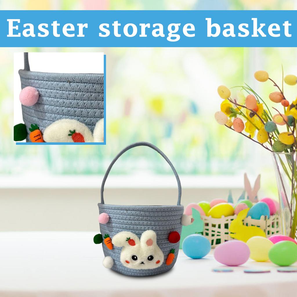 Coș de depozitare de Paște - Coș decorativ din frânghie de bumbac pentru masă, măsuță de toaletă sau organizarea camerei de zi