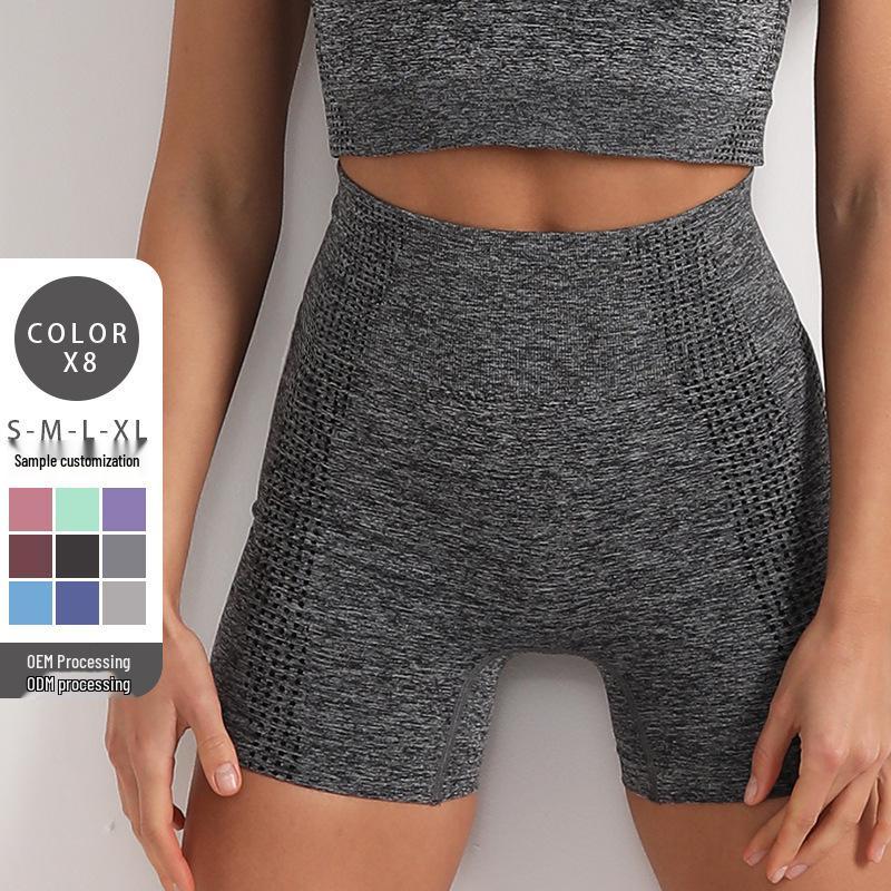Summer High-Waisted Seamless Yoga Shorts for Running and Fitness
