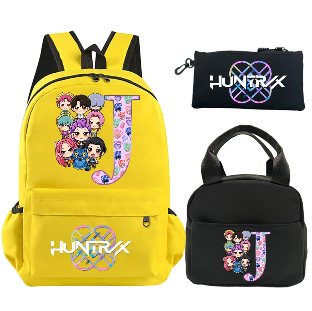 3Pcs/set 26 English Letter Printed Backpack Shoulder Bag Pencil Case for Teenager Student Boy Girl Schoolbag Large Capacity Waterproof Bookbag Gift