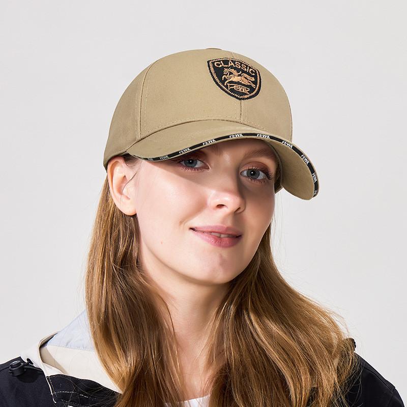 Fewk Spring Baseball Cap With Embroidered Shield Sun Protection For Casual Wear