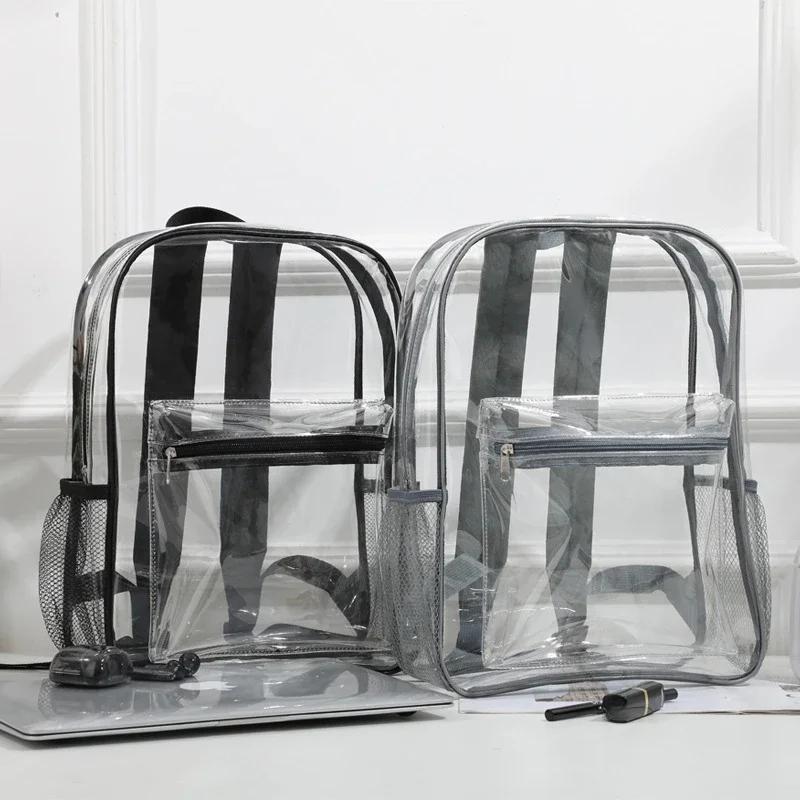 Zaino Trasparente di Grande Capacità Casual con Cerniera Impermeabile Zaino Trasparente Borsa Scolastica Zaino in PVC Visibile Borsa da Viaggio per Donne