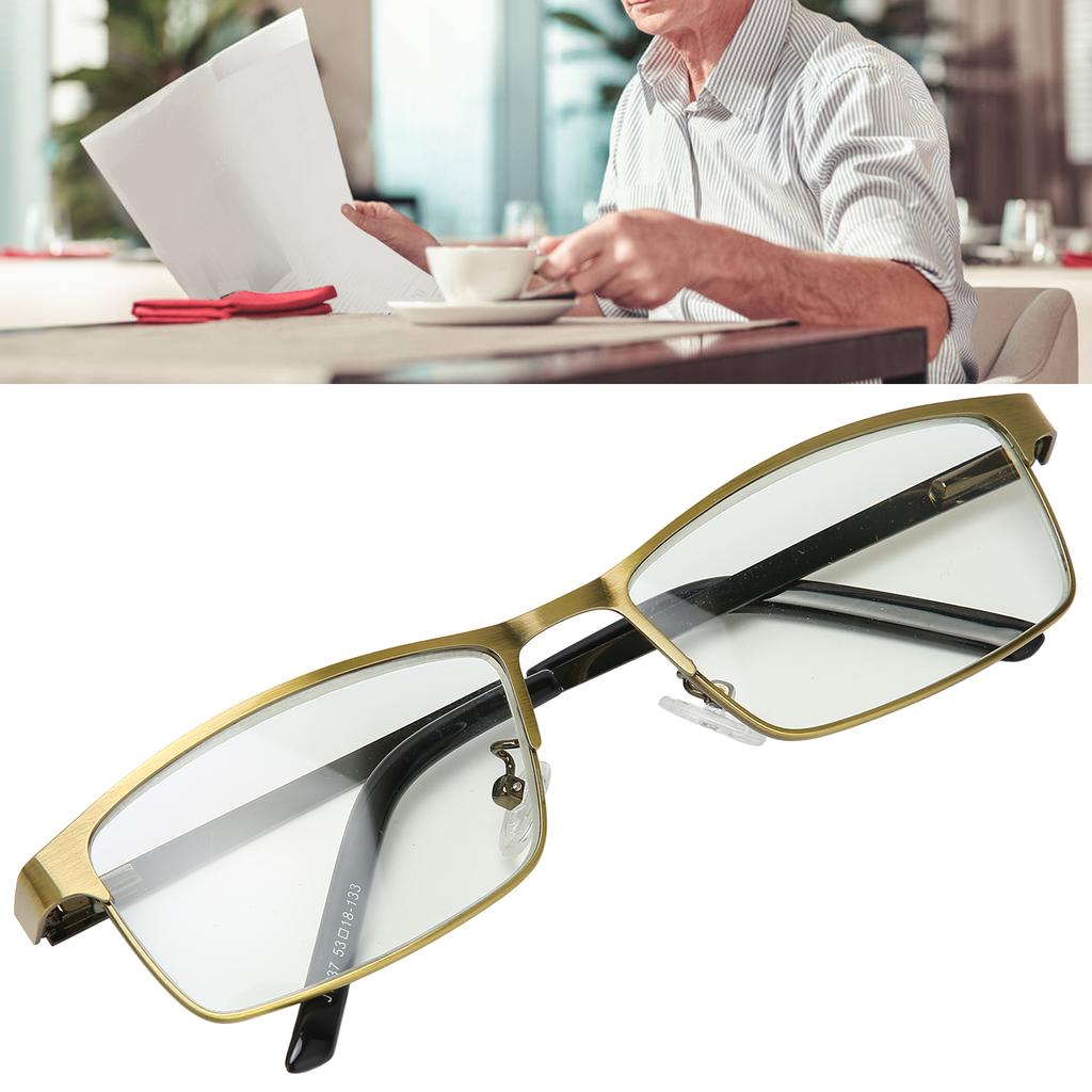 Unisex Blue Light Blocking Reading Glasses Metal Portable Elderly Presbyopic Glasses Bronze