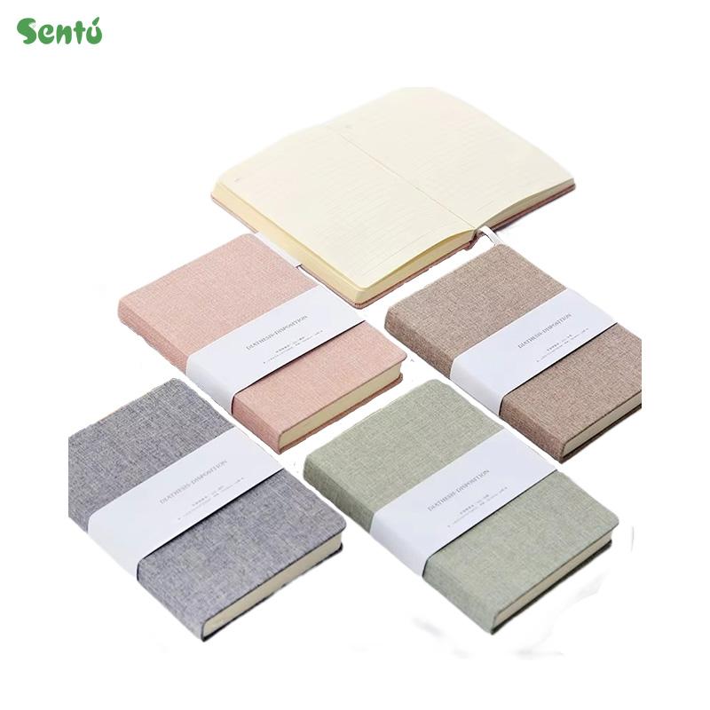 2025 Custom A5 Linen Fabric Cover Hardcover Notebook Journal Thread Sewing Binding A5/A6 Leather PU-style 50 Sheets Promotional (Pink,A5)