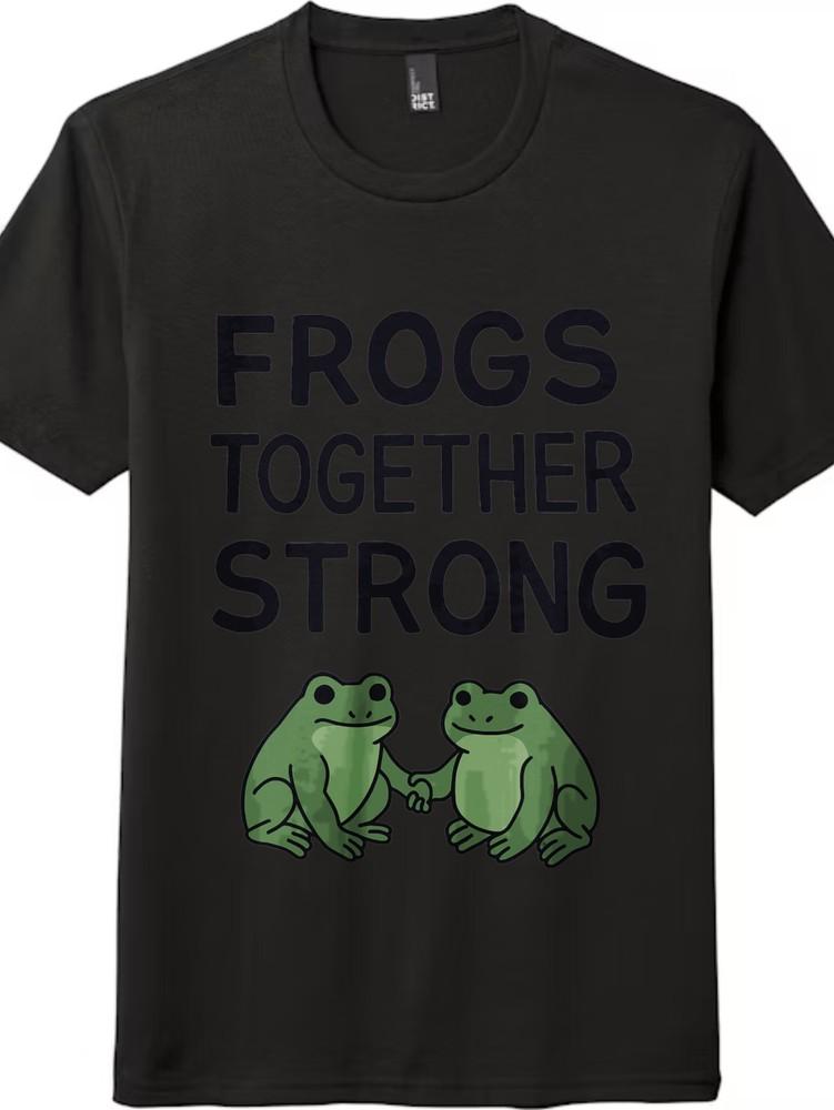 

Frogs Together Strong Retro Tee Classic Cotton Wear Unisex Casual Trendy T-shirt XL