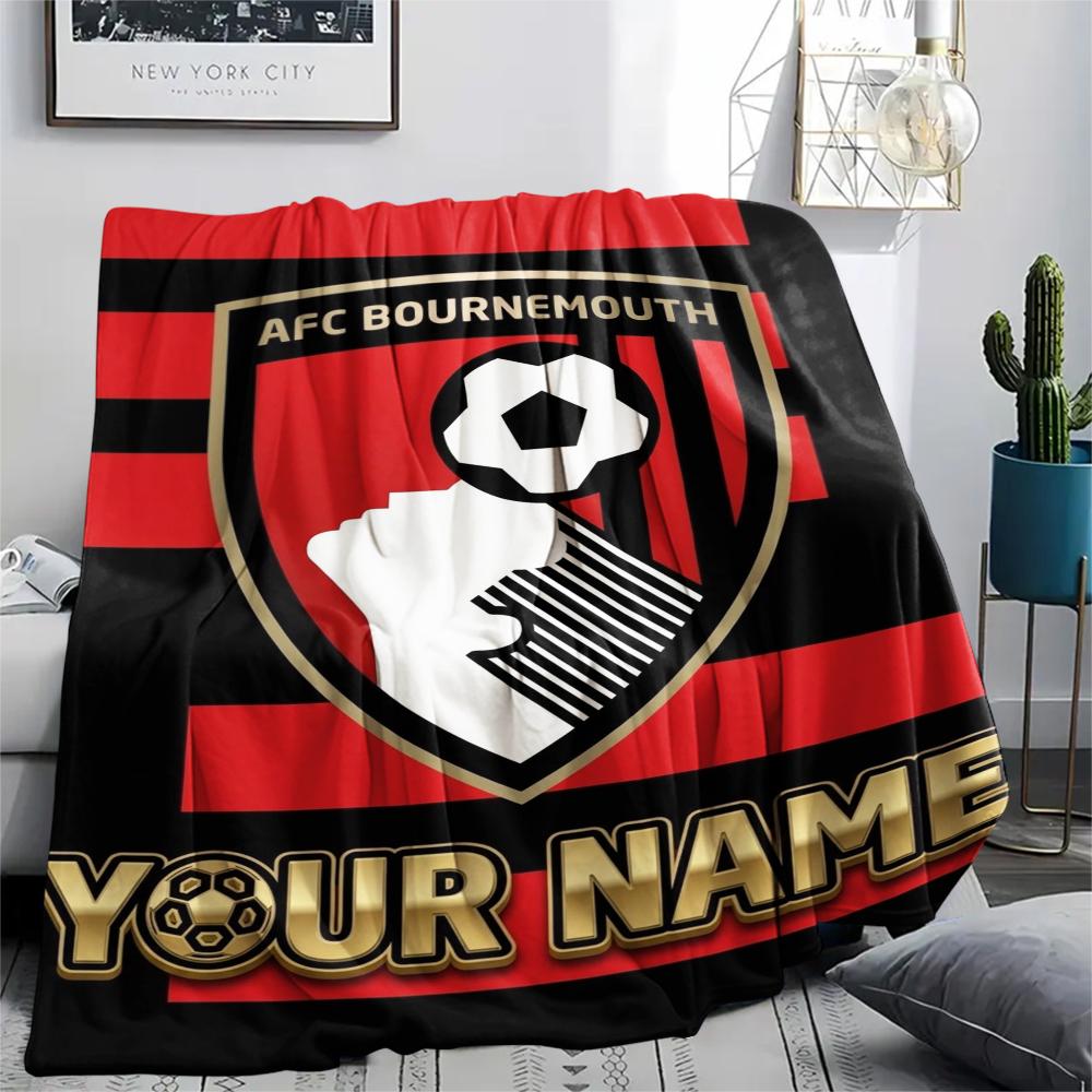 1PC Custom Name Afc Bournemouth Patterned Flannel Blanket Suitable For All Seasons for Home Decor Warmth and Comfort Gifts Holiday Present