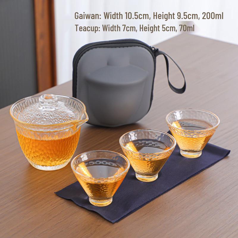 Portable Quick Brew Glass Teapot with Cups - Outdoor Travel Gongfu Tea Set