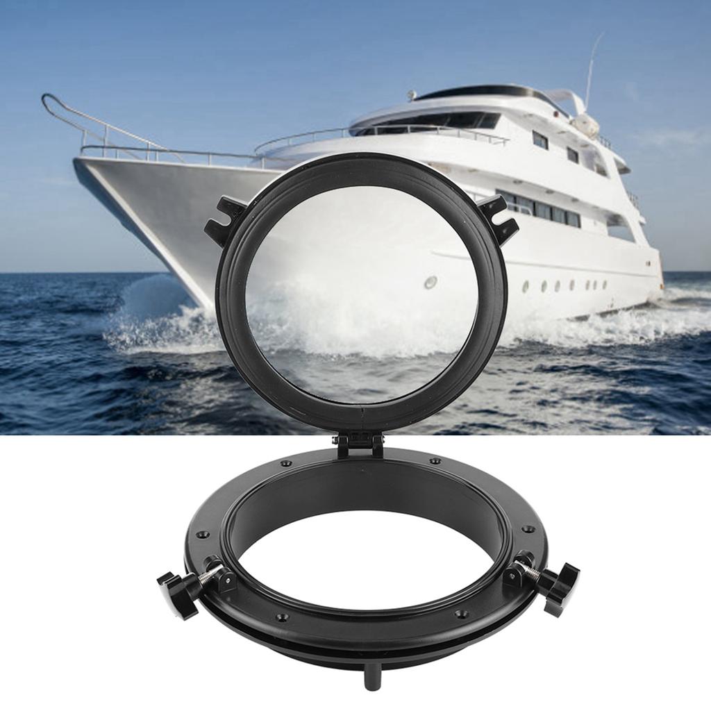 10in Marine Porthole Round Black Portlight Stalinite Window Universal for RV Boat Yacht