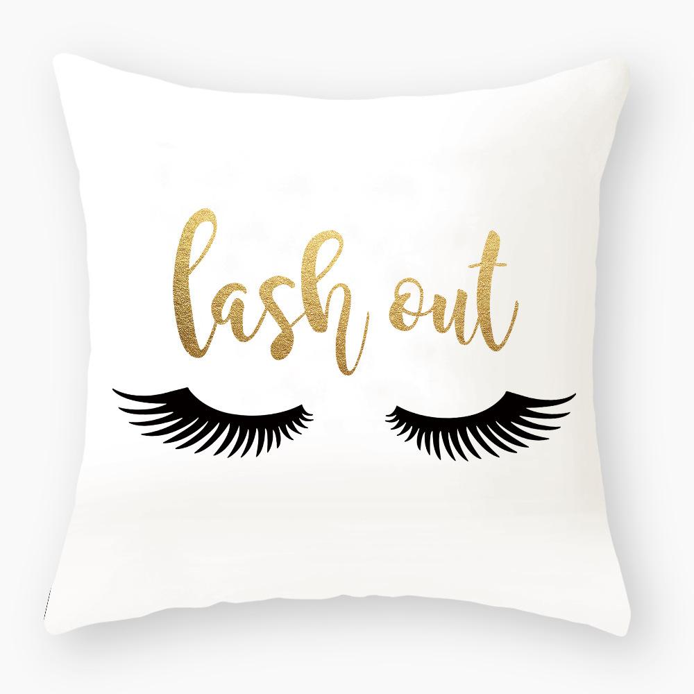 Ins Eyelash Printing Pillowcase Peach Leather Velvet Pillowcase Pillowcase Super Soft Pillowcase Sofa Decoration Pillow