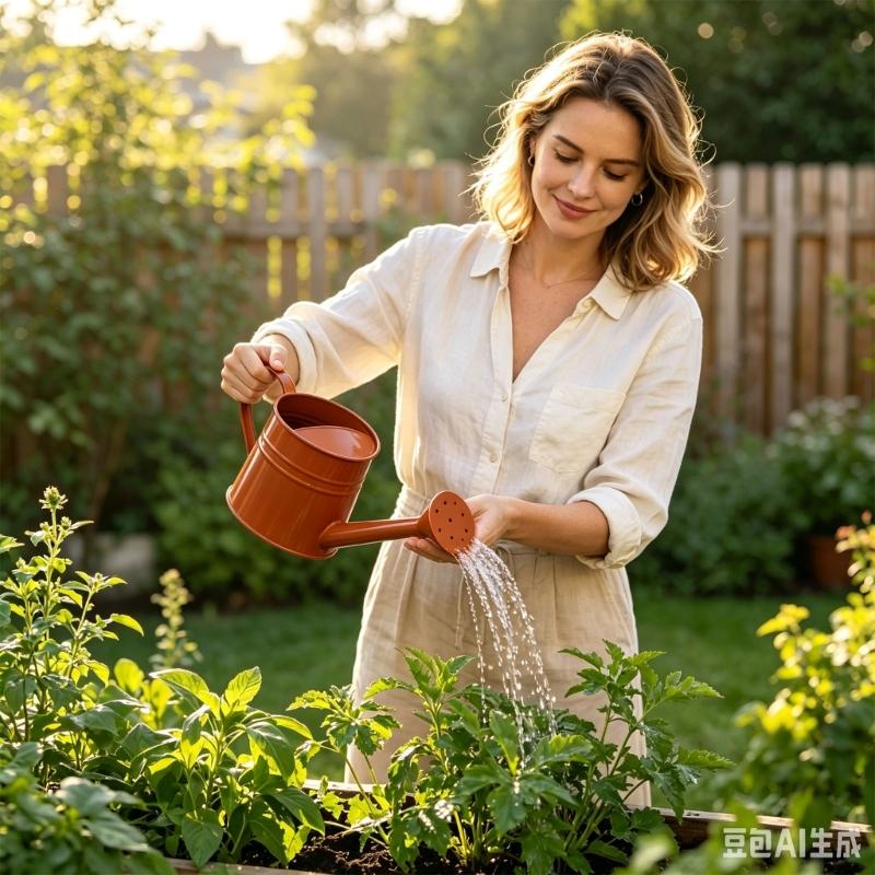 Indoor Watering Can With Long Angled Neck, Metal Watering Pot With Sprinkle Rose for Herb Pots and Small Garden Container Use Indoors