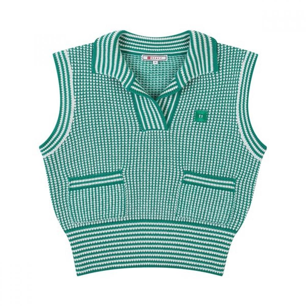 Onoff Women S Knit veSt Pattern Of2002lb Green