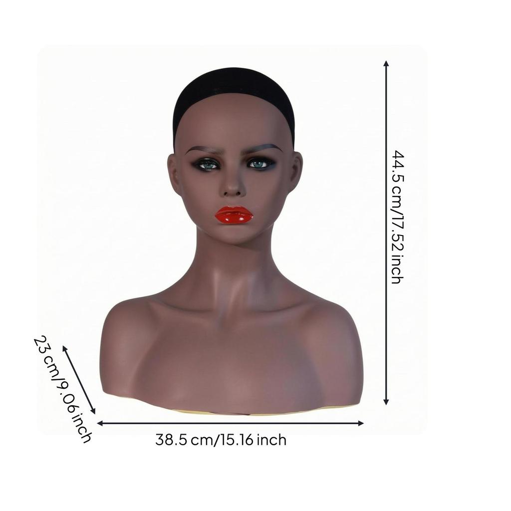 Manikin Head with Shoulders PVC Mannequin Bust Extended Neck