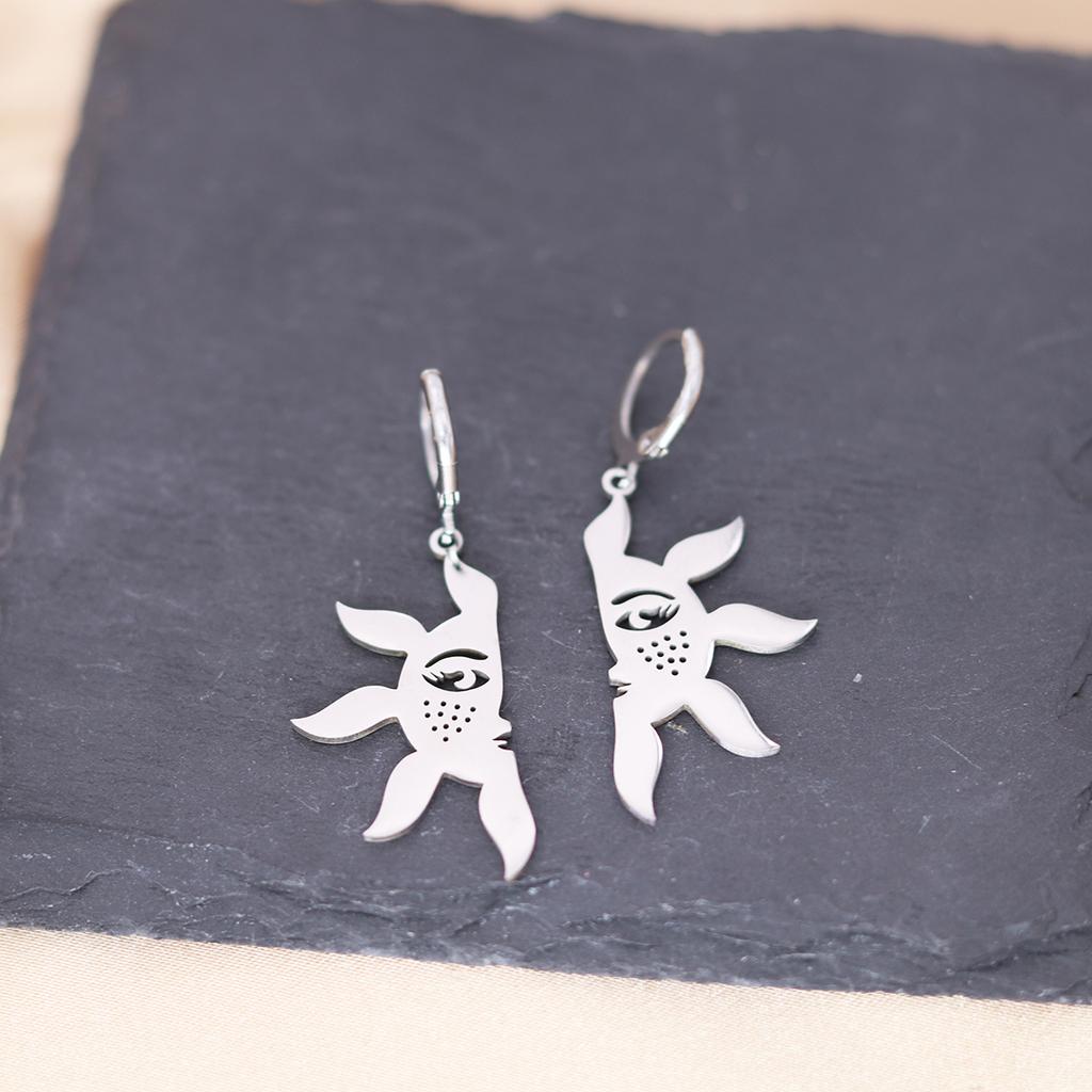 Kinitial Stainless Steel Bulldog Unicorn Dragon Fairy Turtle Sword Death Moth Earrings For Women Trendy Piercing Jewelry