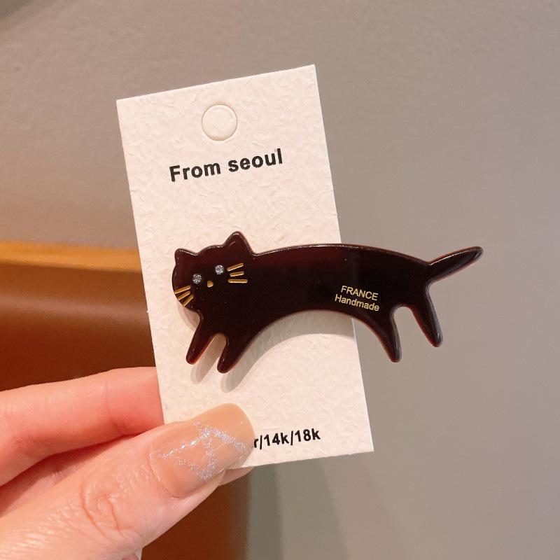 Spring Acetic Acid Cute Cat Hair Clip for Women - Stylish Side Clip & Flyaway Accessory
