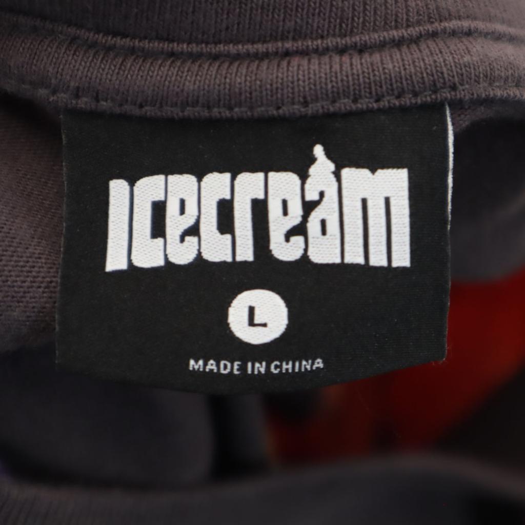 ICE CREAM Back Logo Short Sleeve Dyed Dipper T-shirt L Flower Embroidery Men's Used