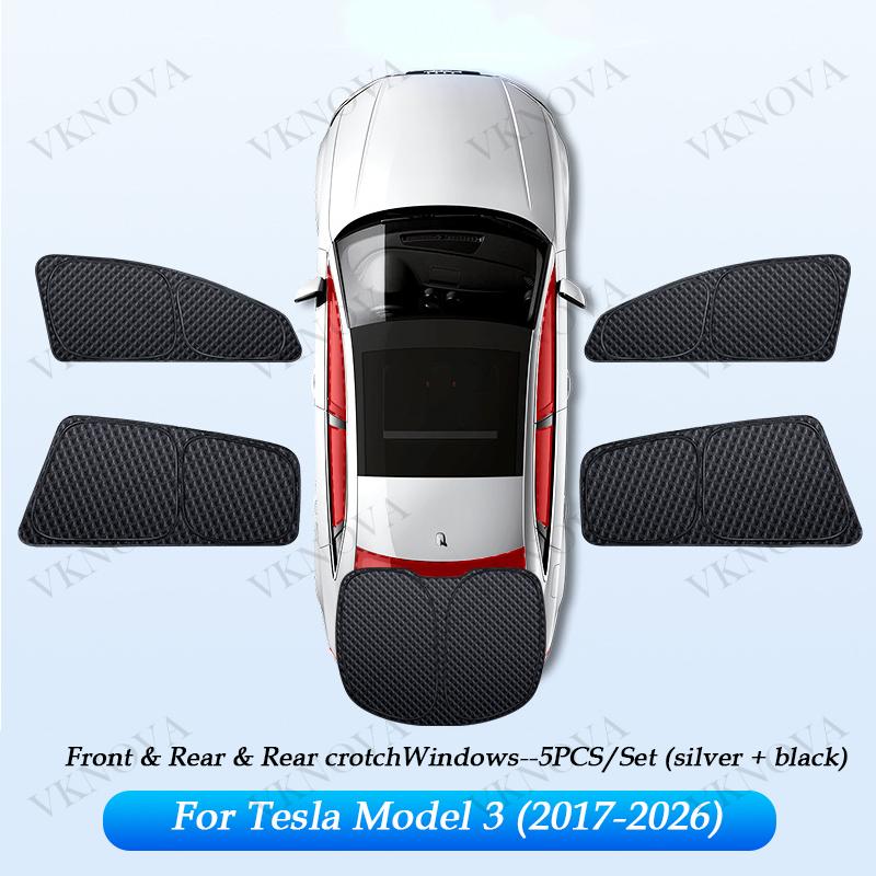For Tesla Model YL 3 Y Juniper Highland 2025-2017 Upgraded Sunshade Side Window Shade Cover Windshield Sun Visor Privacy CampingWindshield Sunshades