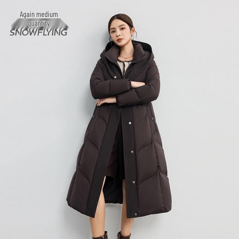 SNOWFLYING Women's Elegant Over-the-Knee Thickened Down Jacket
