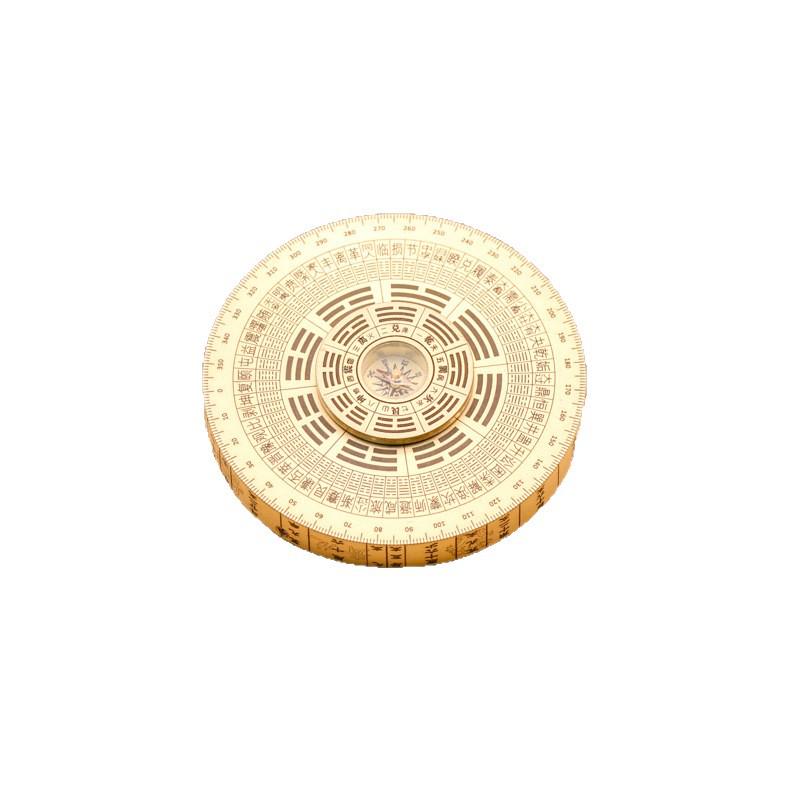 Portable Brass Precision Compass & Rotatable Eight Trigrams Gyroscope Ornament for Travel and Home