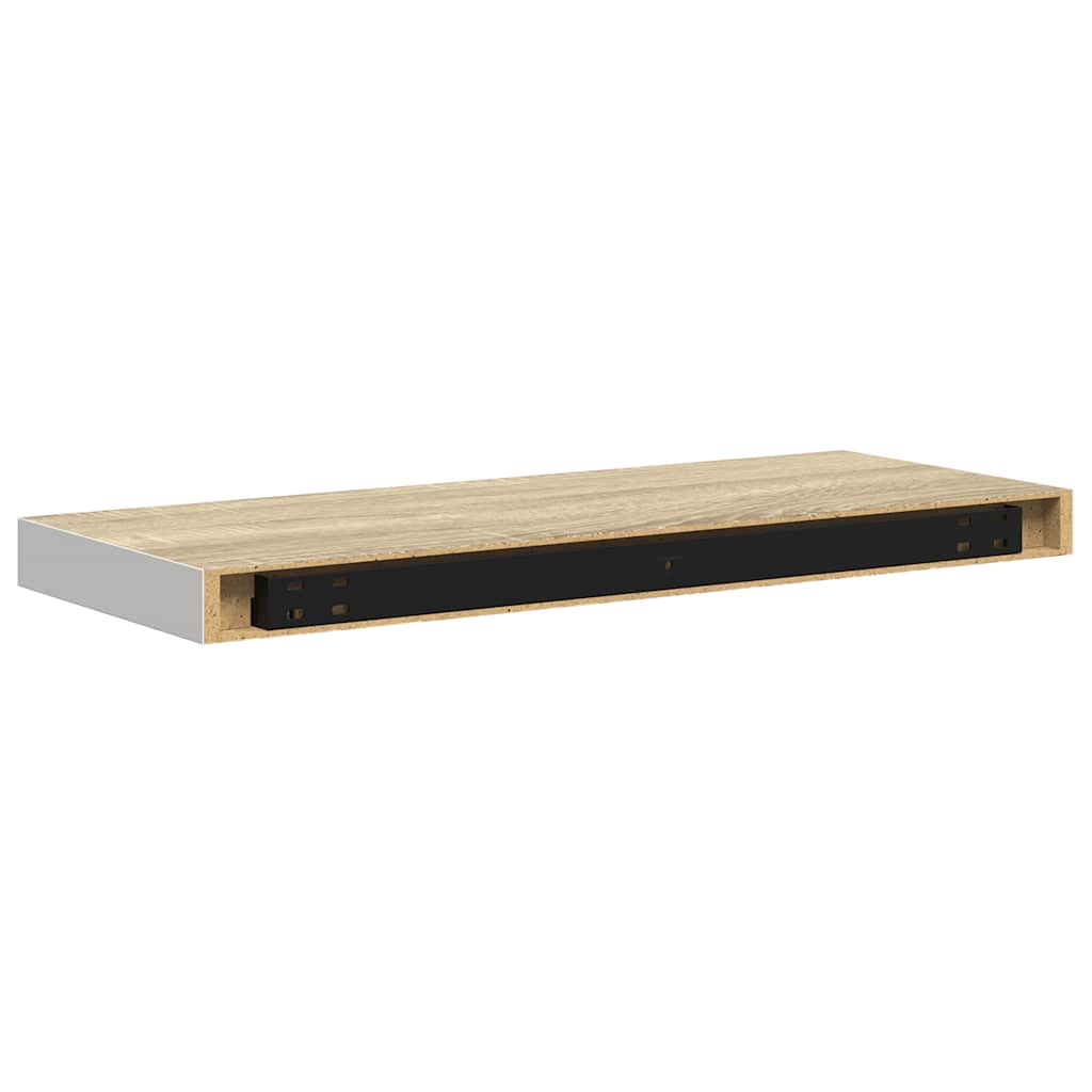 Floating Shelves 4 Pcs Oak Effect & White 60 X 23.5 X 3.8 Cm MDF