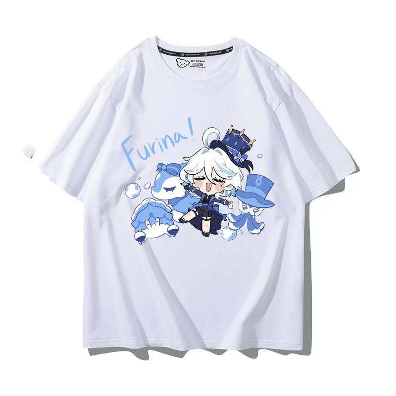 Popolari T-shirt da Uomo Genshin Impact Furina Stampa 3D Manica Corta Magliette Moda Uomo Donna Girocollo Top Abbigliamento Estivo