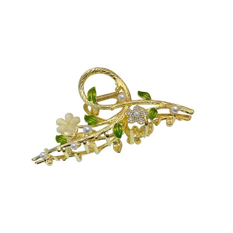 1 τεμ. Προηγμένο floral κλιπ μαλλιών για γυναίκες, λεπτεπίλεπτο κλιπ καρχαρία στο πίσω μέρος του κεφαλιού, μεγάλο μέγεθος, είδος για την Πρωτοχρονιά