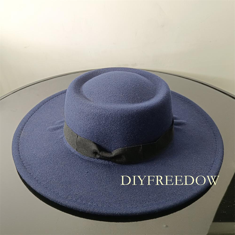 Fedora Hat for Women Men Flat Top Concave Design Autumn Winter Bow Tie Jazz Hat Colorful Unisex Fedora Wide Brim Hat Panama 2022